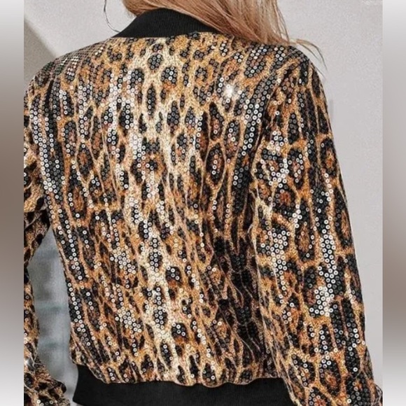 Leopard Print Sequin Jacket - Picture 1 of 5